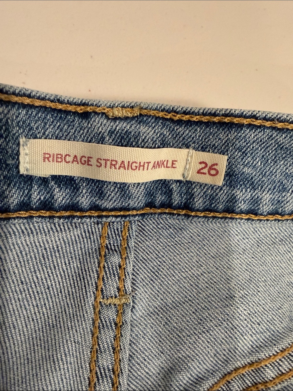 Levi’s Ribcage Straight Ankle Jeans 26 High Rise Light Wash Cropped Denim - Picture 5 of 9